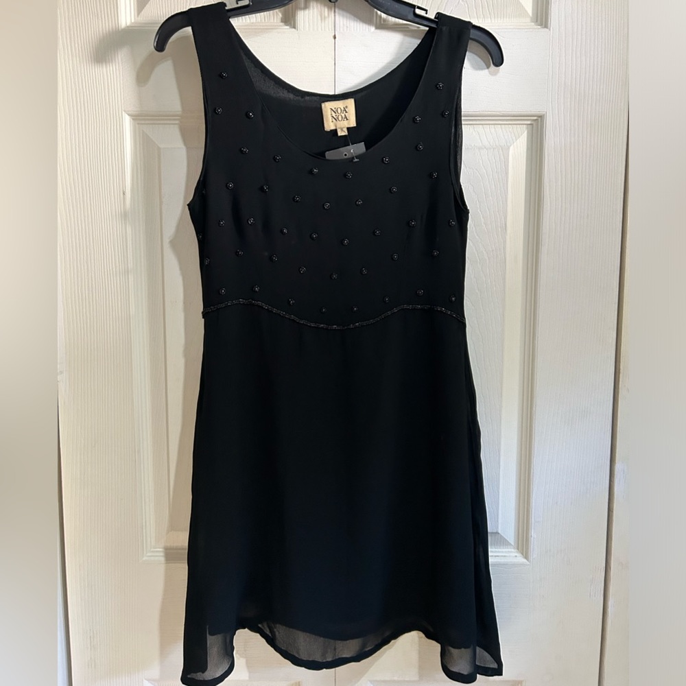 Noa Noa Black Mini Beaded dress in Size Small
